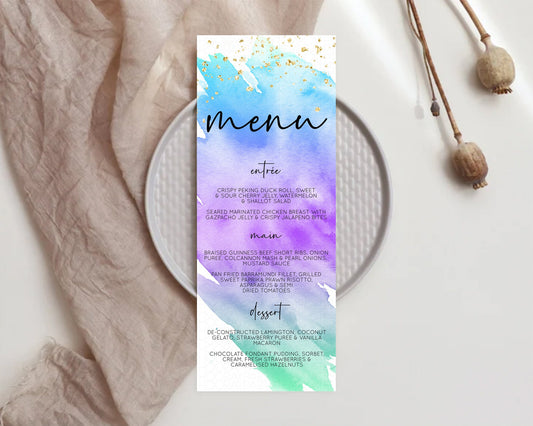 Editable Pastel Menu Pastel Rainbow Menu Template Colorful Pastel Table Deco