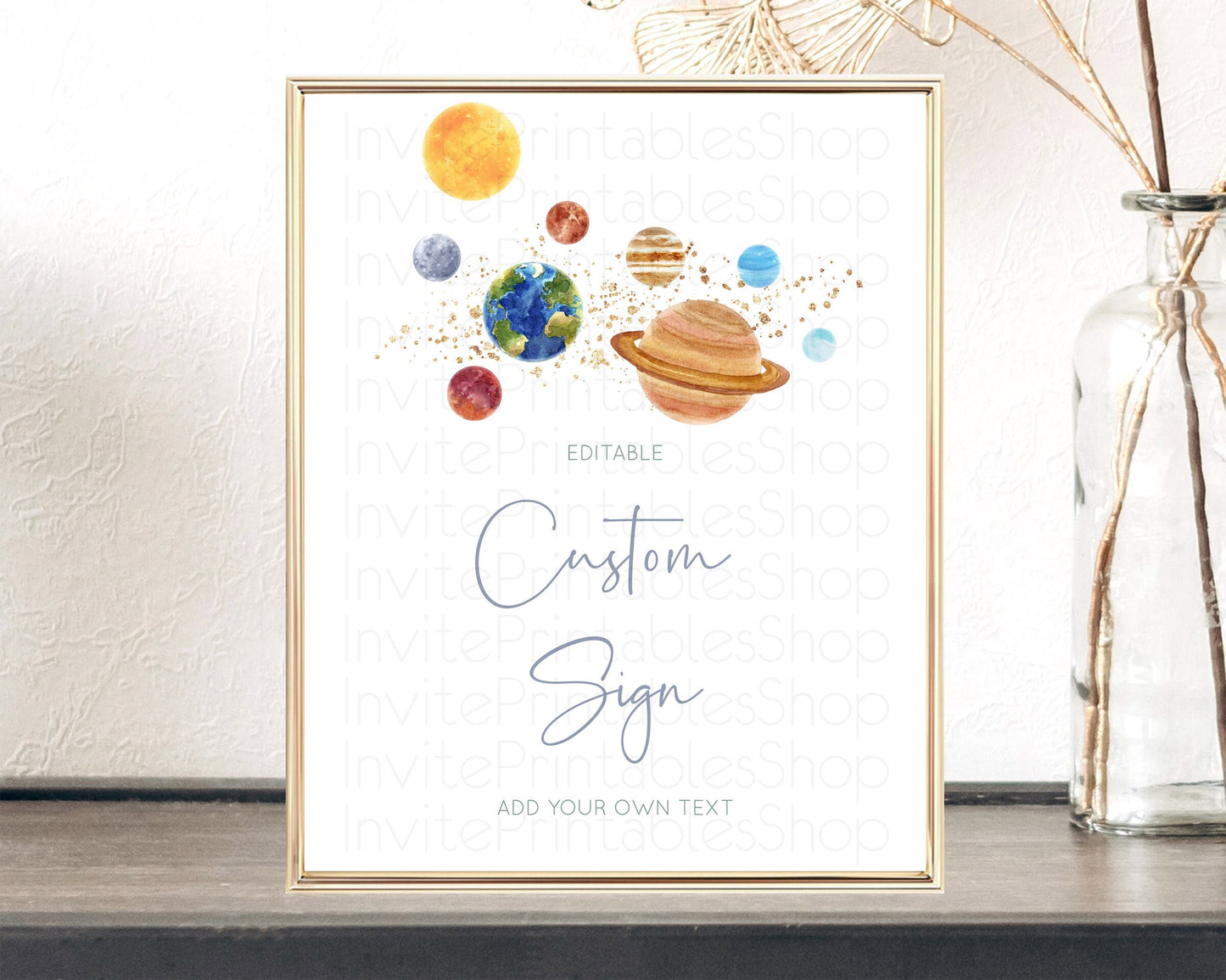 Space Table Sign Decor Galaxy Space Adventure Party First Trip Around the Sun Planets Solar System 1st Birthday Baptism Baby Shower  D10598