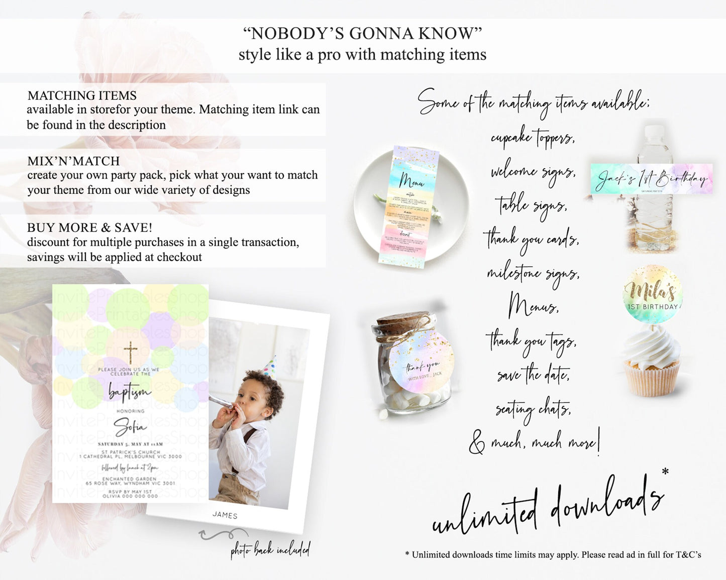 Pastel Baptism Invitation Pastel Confetti Baptism 1st Birthday Invitation Colorful Rainbow Confetti Bubbles Christening Invitation  D10228