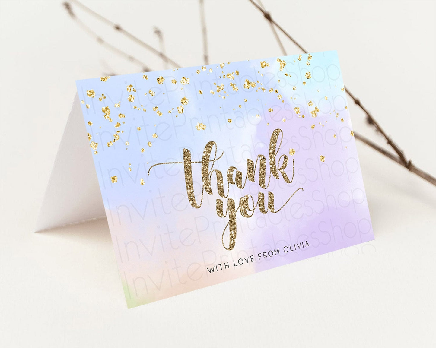 Editable Pastel Thank You Rainbow Thank You Card Colorful Pastel Birthday Th