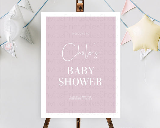 Editable Pink Baby Shower Welcome Sign Plain Pink Welcome Board Minimalist P