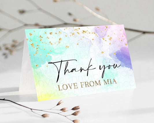 Editable Pastel Thank You Rainbow Thank You Card Colorful Pastel Birthday Th