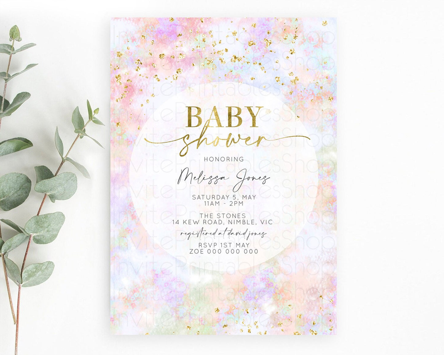 Editable Pastel Baby Shower Invitation Rainbow Baby Shower Invitation Colorf