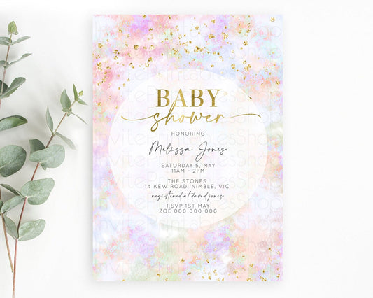 Editable Pastel Baby Shower Invitation Rainbow Baby Shower Invitation Colorf