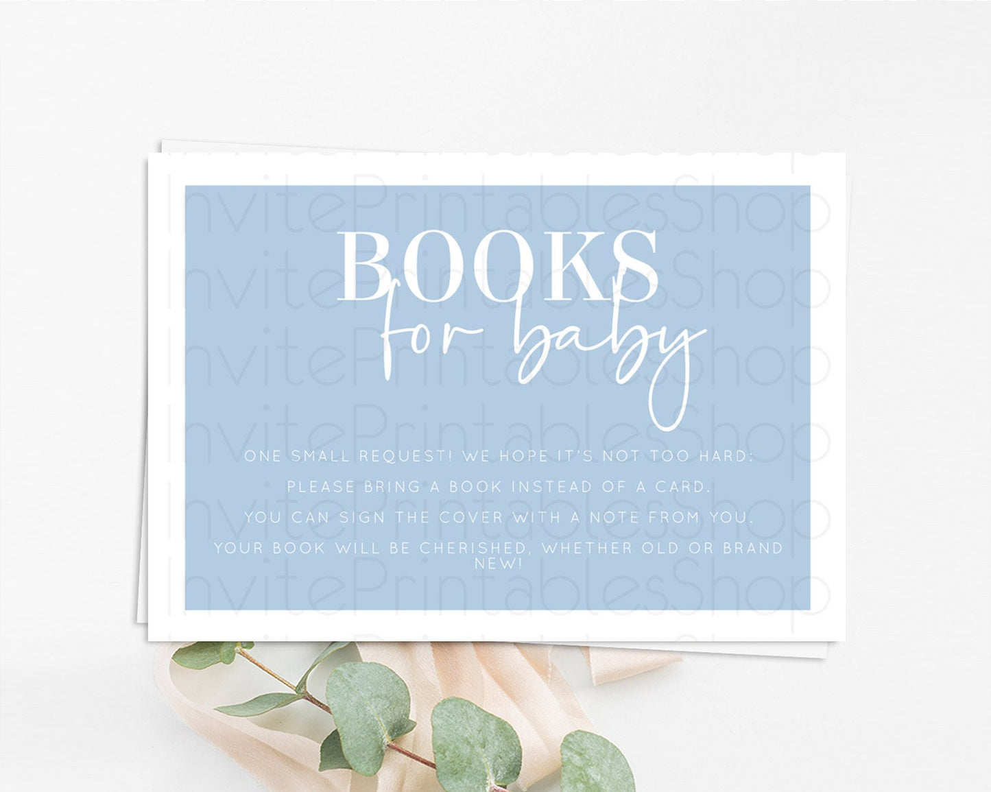 Blue Books For Baby Card Plain Blue Book Insert Minimalist Pastel Blue Book Card Blue Simple Baby Shower Book Poem Request D10734