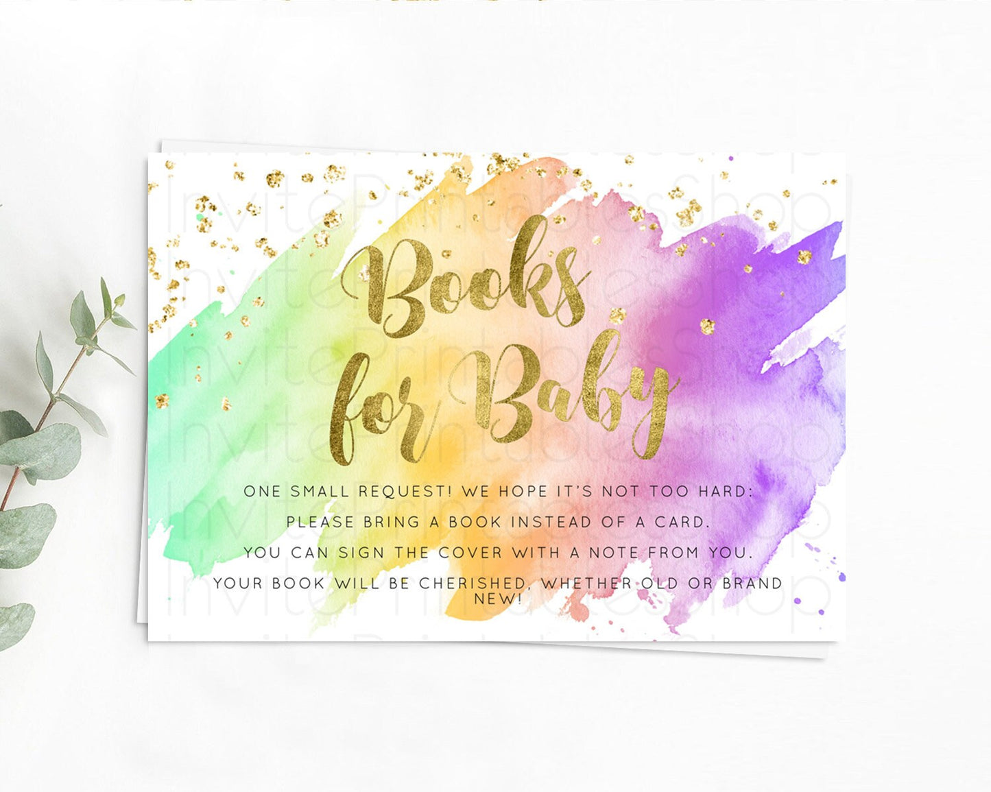 Pastel Books For Baby Card Pastel Rainbow Book Insert Colorful Ombre Watercolor Book Card Confetti Glitter Baby Book Poem Request D10517