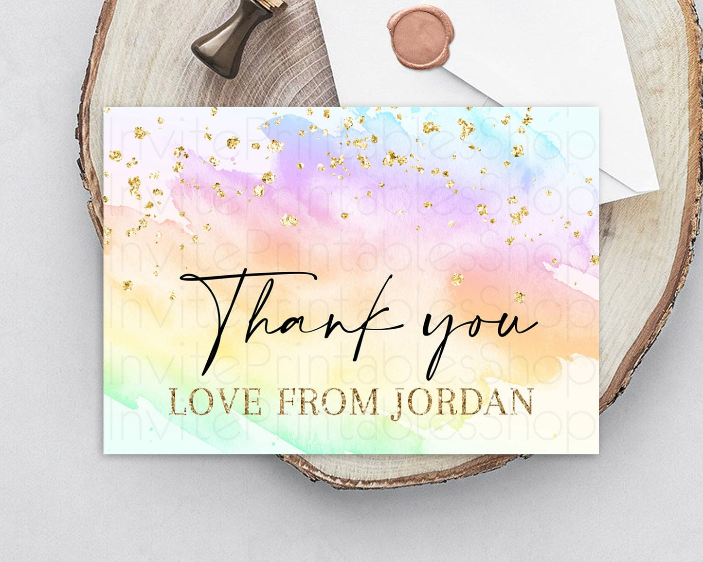 Editable Pastel Thank You Rainbow Thank You Card Colorful Pastel Birthday Th