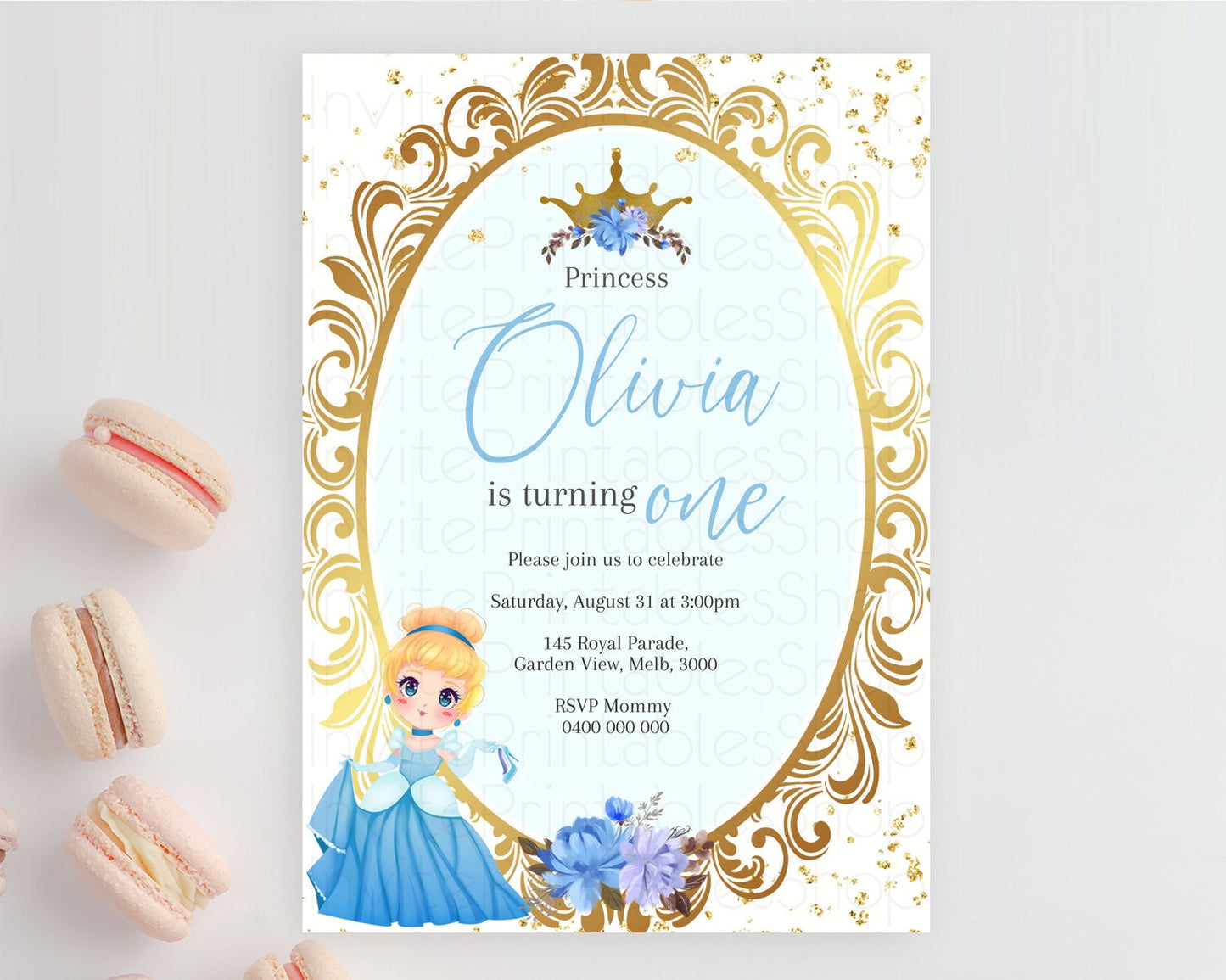 Princess Birthday Invitation Castle Invitation Royal Birthday Fairy Tale Enchanted Mirror Pastel Floral Garden 1st First Birthday D10745