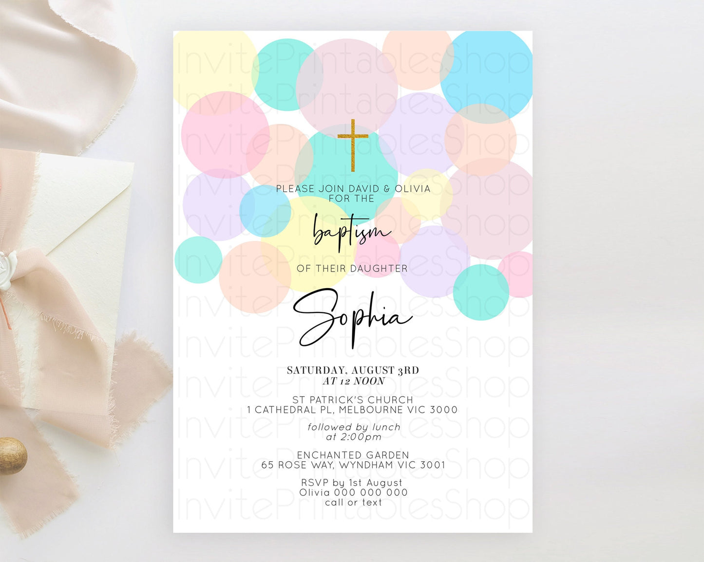 Pastel Baptism Invitation Pastel Confetti Baptism 1st Birthday Invitation Colorful Rainbow Confetti Bubbles Christening Invitation  D10223