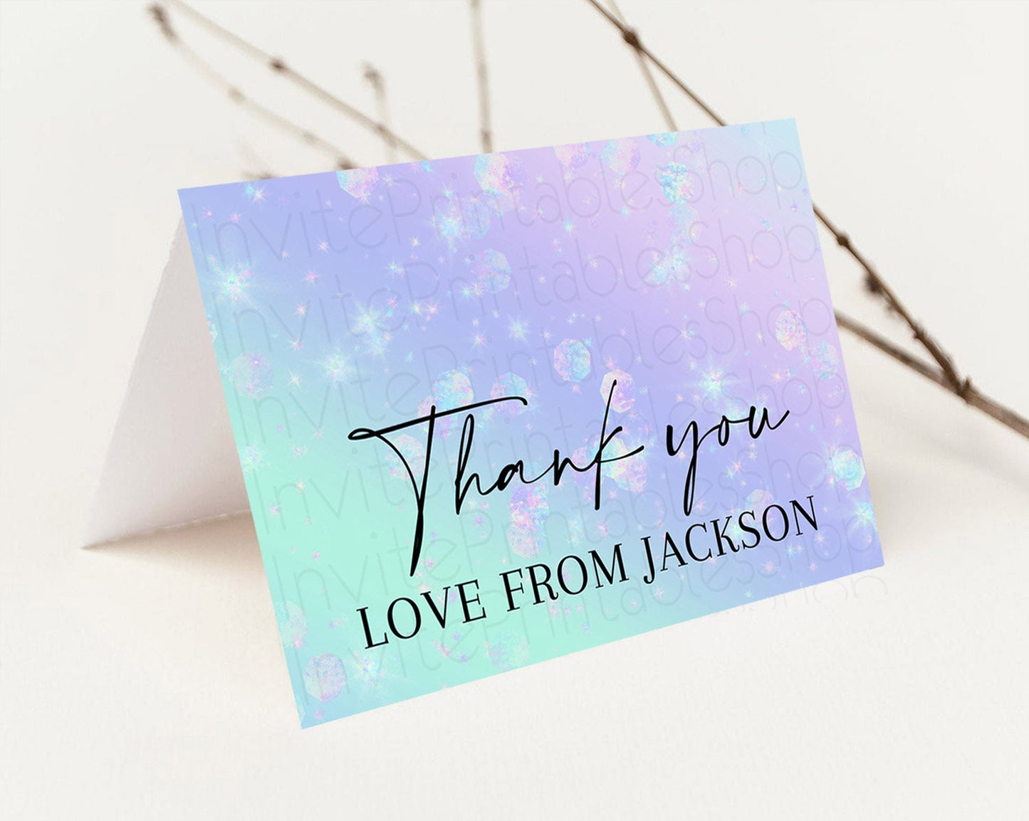 Pastel Thank You Rainbow Thank You Card Colorful Pastel Birthday Thank You Card Confetti Watercolor Pastel Teacher Thank You Cards D10663