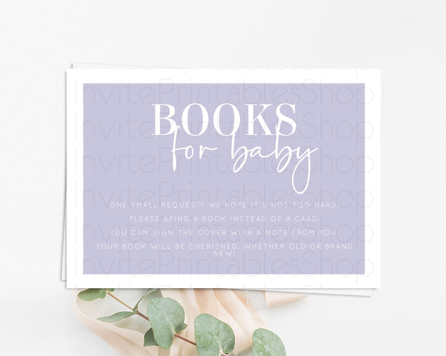 Purple Books For Baby Card Plain Purple Book Insert Minimalist Pastel Purple Book Card Purple Simple Baby Shower Book Poem Request D10942