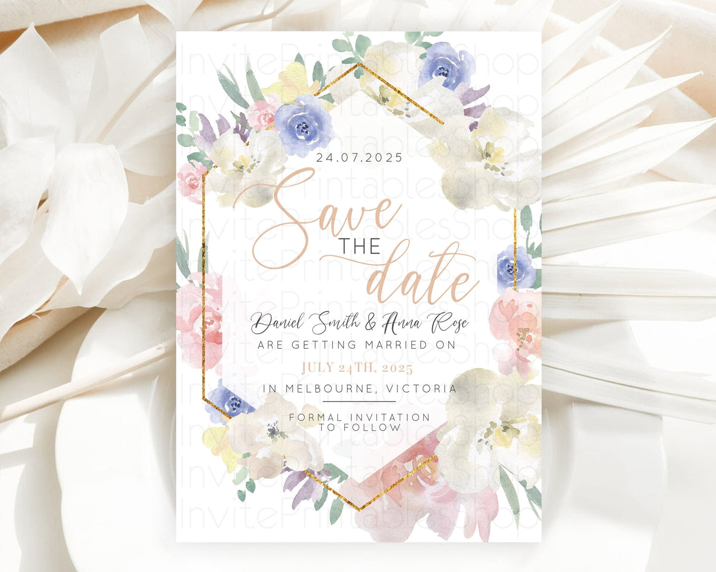 Wildflower Save The Date Template Secret Garden Save The Date Pastel Floral Garden Party Boho Flowers Birthday Baby Shower Wedding D10254