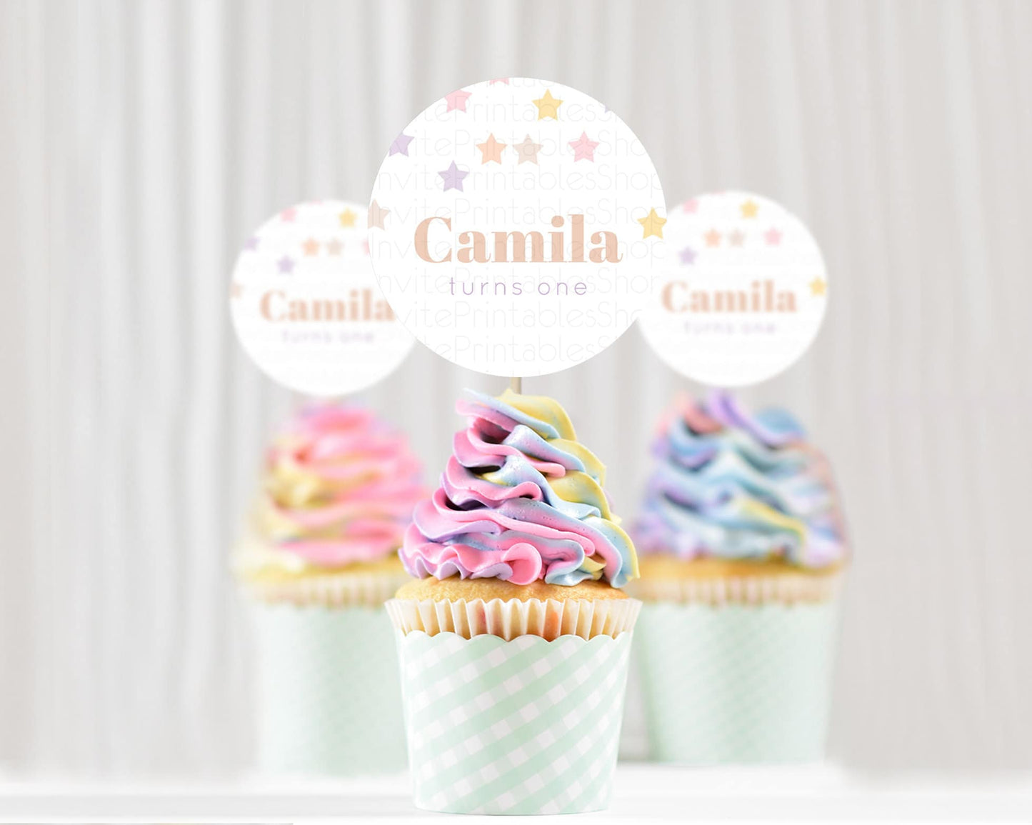 Star Cupcake Toppers Pastel Stars Cupcake Toppers Shooting Star Sprinkle Stars Rainbow Colorful Confetti Twinkle Little Star Decor D10810