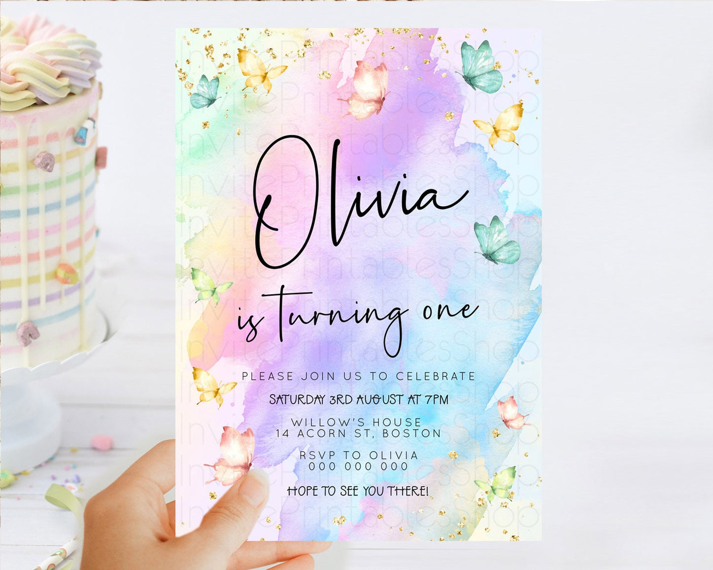 Editable Pastel Butterfly Birthday Invitation Butterfly Birthday Invitation