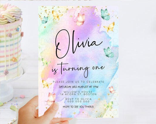 Editable Pastel Butterfly Birthday Invitation Butterfly Birthday Invitation