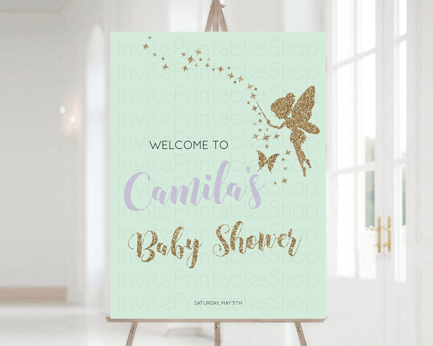 Fairy Baby Shower Welcome Sign Fairy Welcome Board Enchanted Garden Pastel Floral Butterfly Decor Secret Garden Fairy Welcome Sign D10908