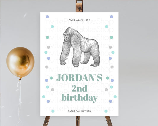 Gorilla Welcome Sign Gorilla Welcome Board Gorilla Party Welcome Poster Safari Adventure Decor Gorilla First Birthday Welcome Sign D10854