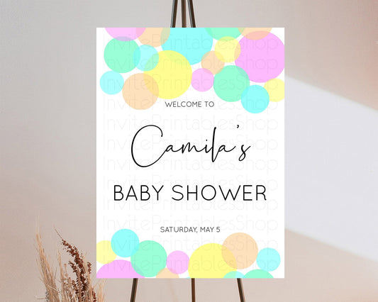 Editable Rainbow Baby Shower Welcome Sign Pastel Welcome Board Pastel Rainbo