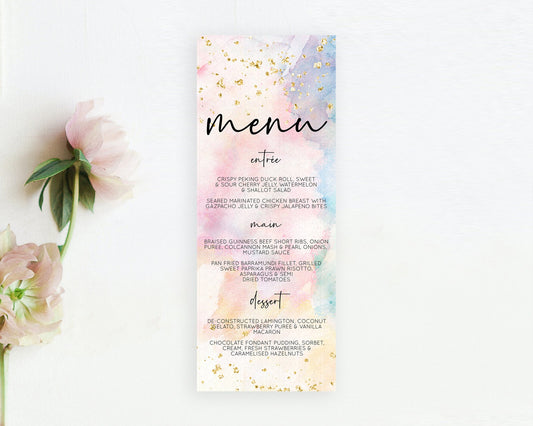 Editable Pastel Menu Pastel Rainbow Menu Template Colorful Pastel Table Deco
