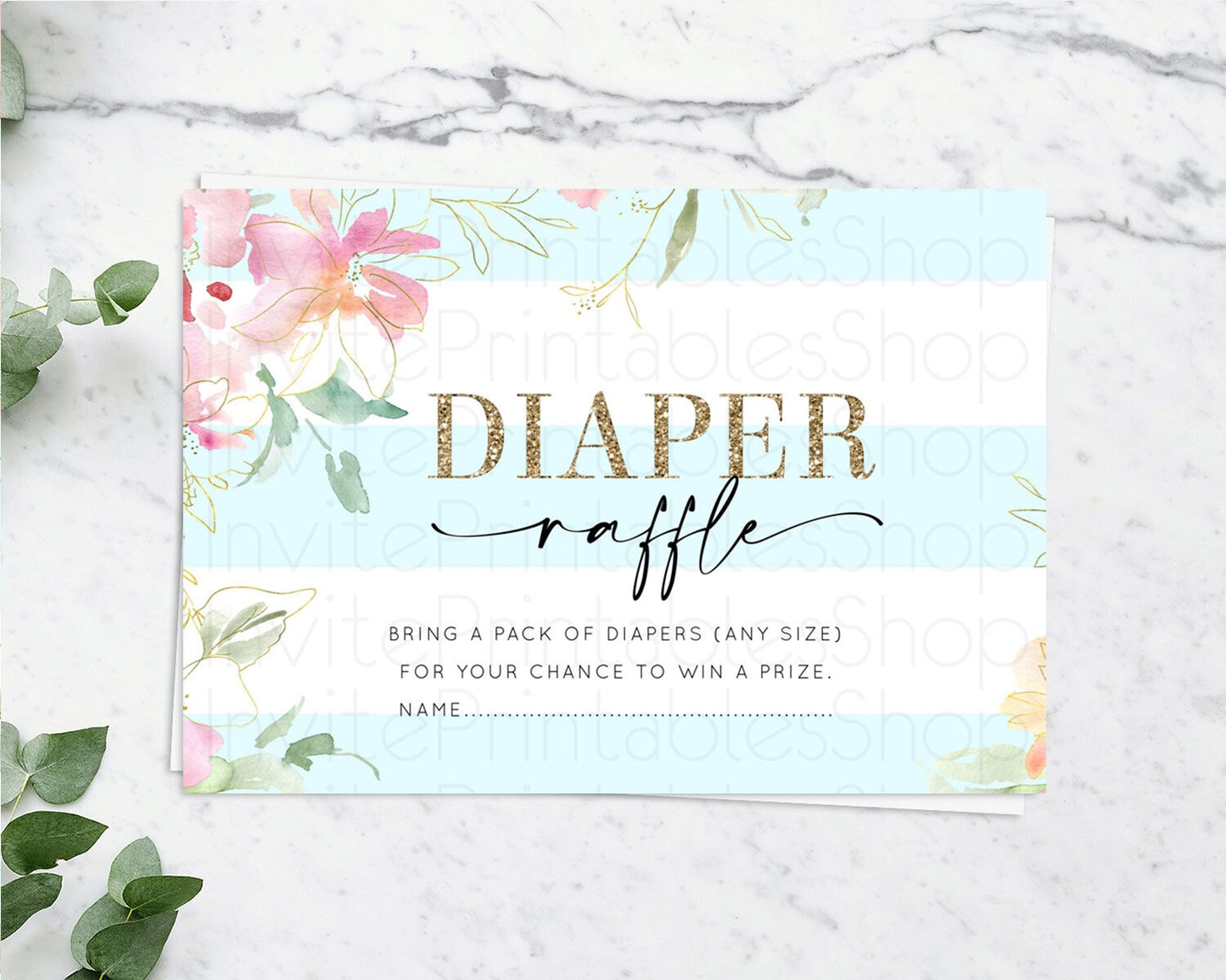 Secret Garden Diaper Raffle Card Boho Wildflower Diaper Raffle Insert Pastel Flower Garden Baby Shower Card Flower Raffle Game D10304