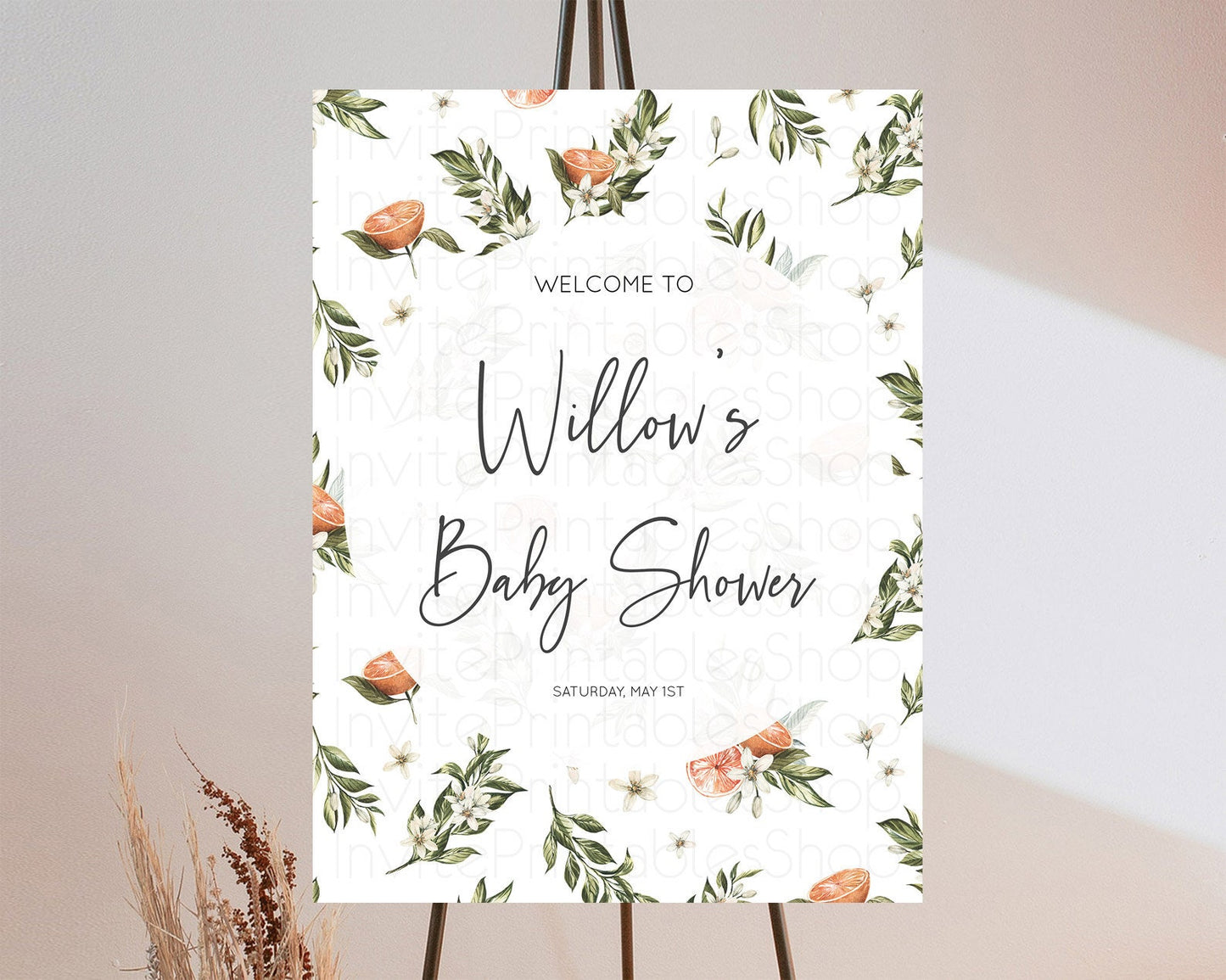 Citrus Baby Shower Welcome Sign Lemon Welcome Sign Orange Welcome Sign Citrus Welcome Poster Citrus Floral Décor Baby Welcome Board D10545