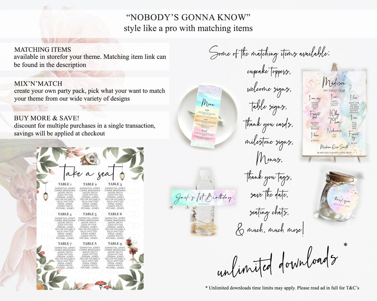 Fairy Seating Chart Pastel Fairy Seating Chart Fairy Tea Party Fairy Garden Seating Sign Enchanted Garden Floral Butterfly Decor D10851