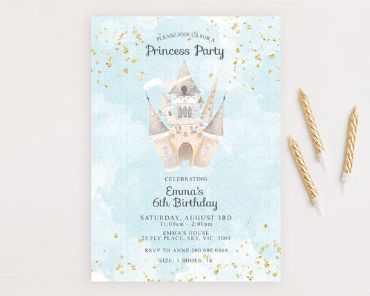 Princess Birthday Invitation Princess Invitation Pastel Invitation Royal Birthday Rainbow Color Enchanted Castle 1st First Birthday D10659