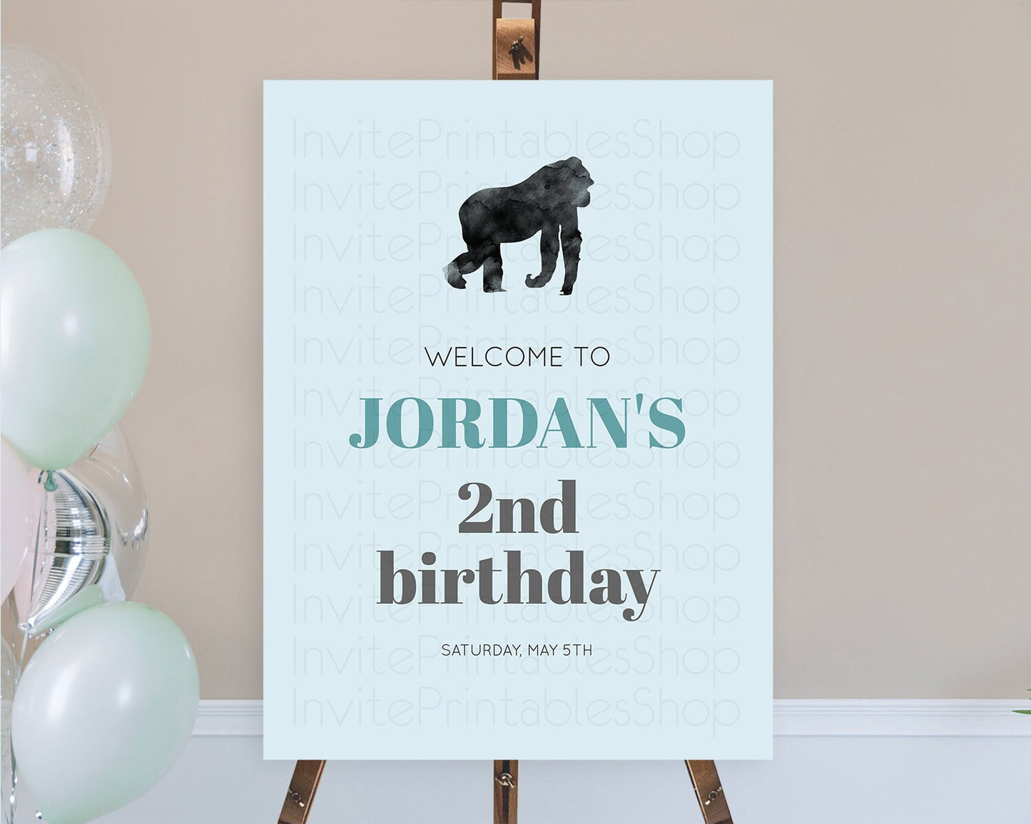 Gorilla Welcome Sign Gorilla Welcome Board Gorilla Party Welcome Poster Safari Adventure Decor Gorilla First Birthday Welcome Sign D10799