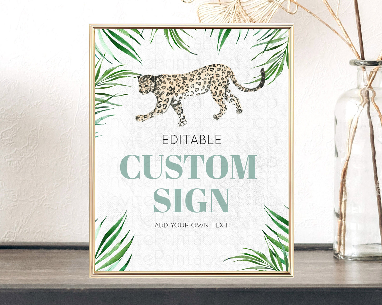 Cheetah Sign Cheetah Party Sign Template Safari Adventure Table Sign Decor Cheetah Minimal Theme 1st Birthday Baptism Baby Shower D10382