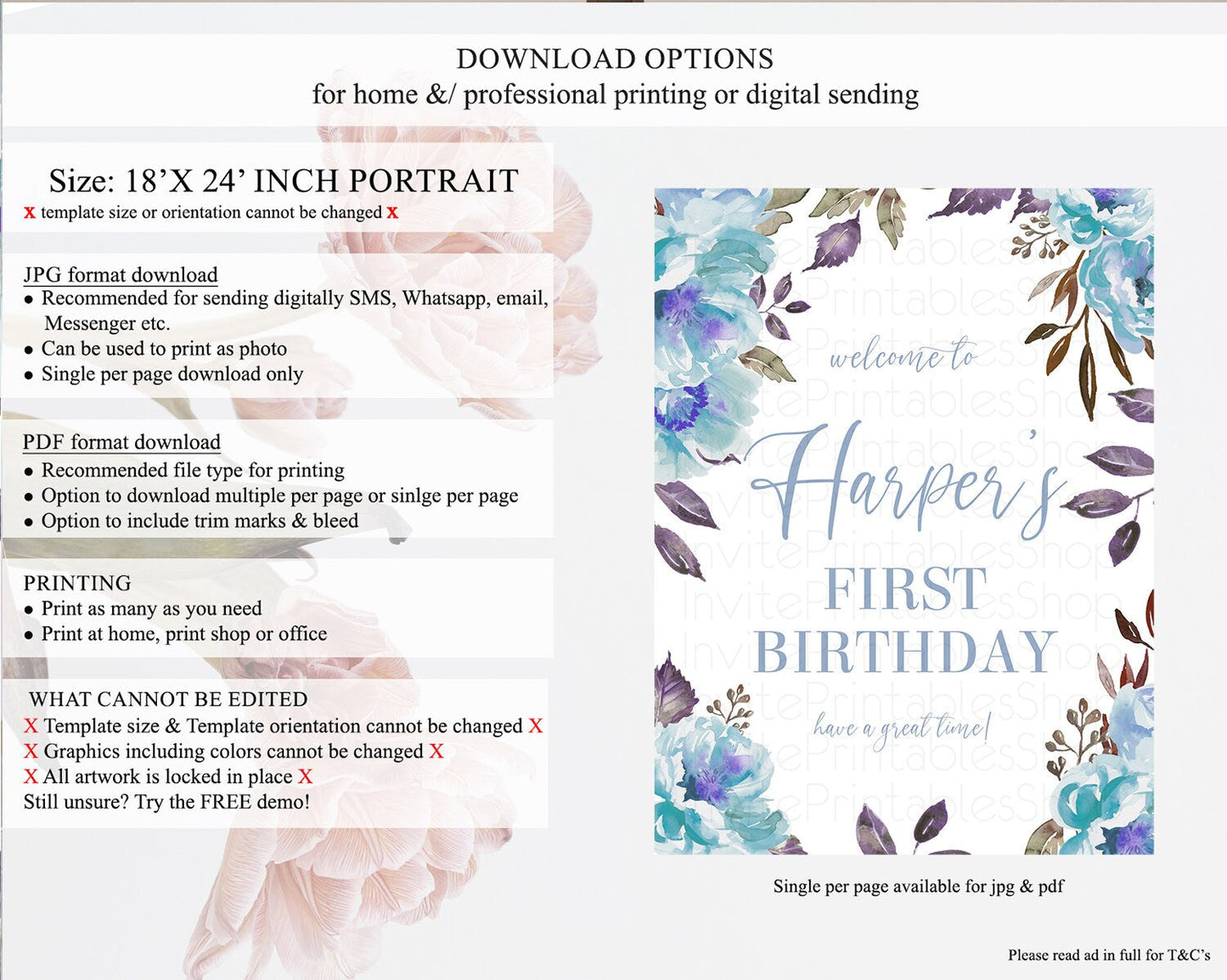 Secret Garden Welcome Sign Wildflower Welcome Board Pastel Flower Garden Welcome Poster Boho Wildflower First Birthday Welcome Sign D10730