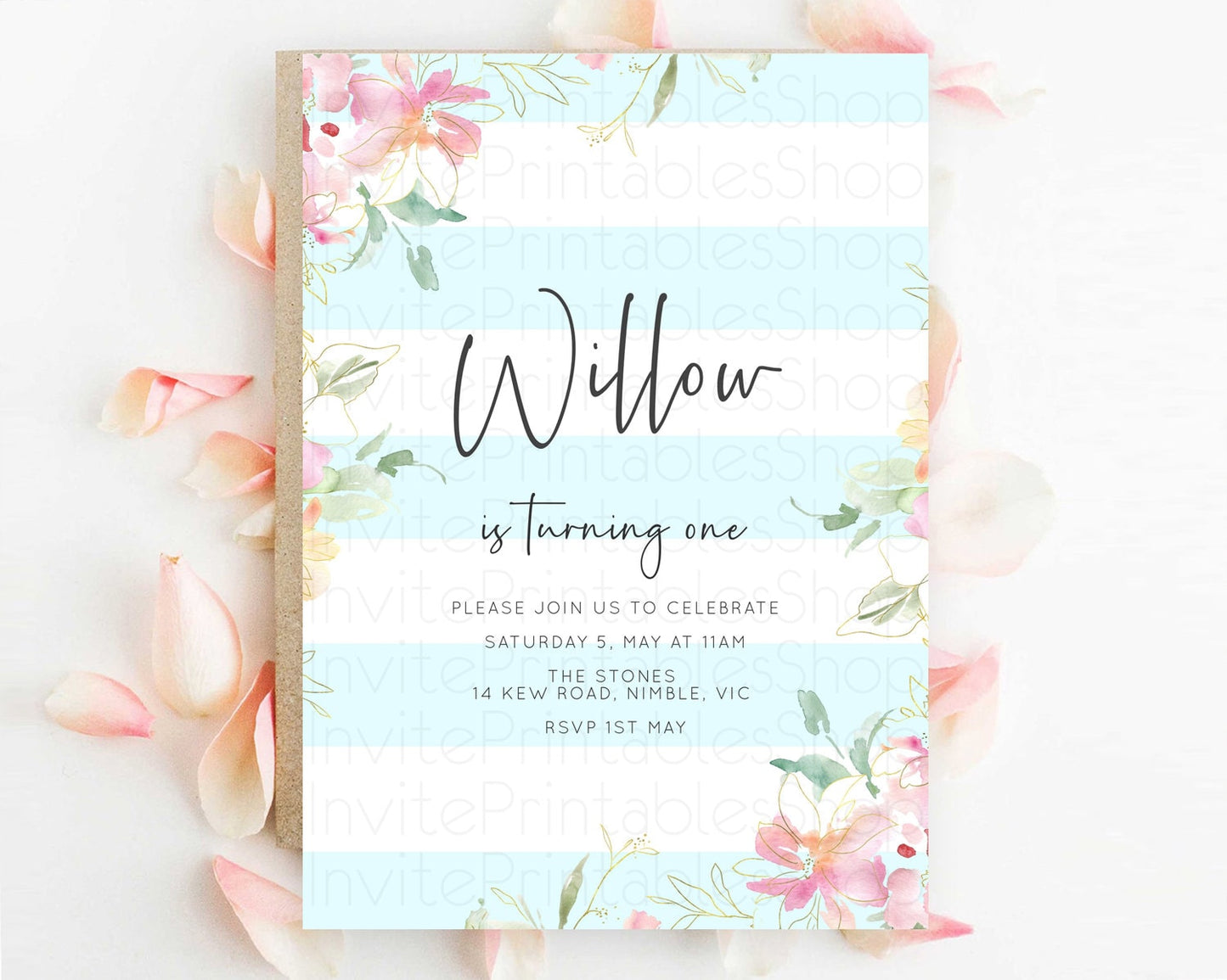 Secret Garden Invitation Wildflower Birthday Invitation Pastel Flowers Invite Enchanted Garden Boho Floral 3rd 2nd First Birthday D10303