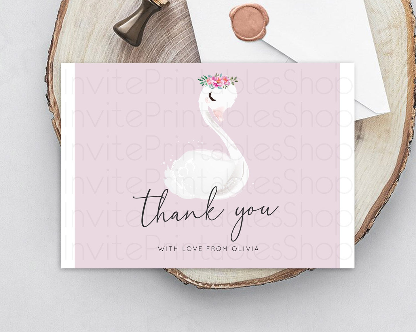 Swan Thank You Swan Princess Ballet Thank You Card Swan Lake Birthday Thank You Cards Secret Garden Pastel Floral Teacher Thank You D10758