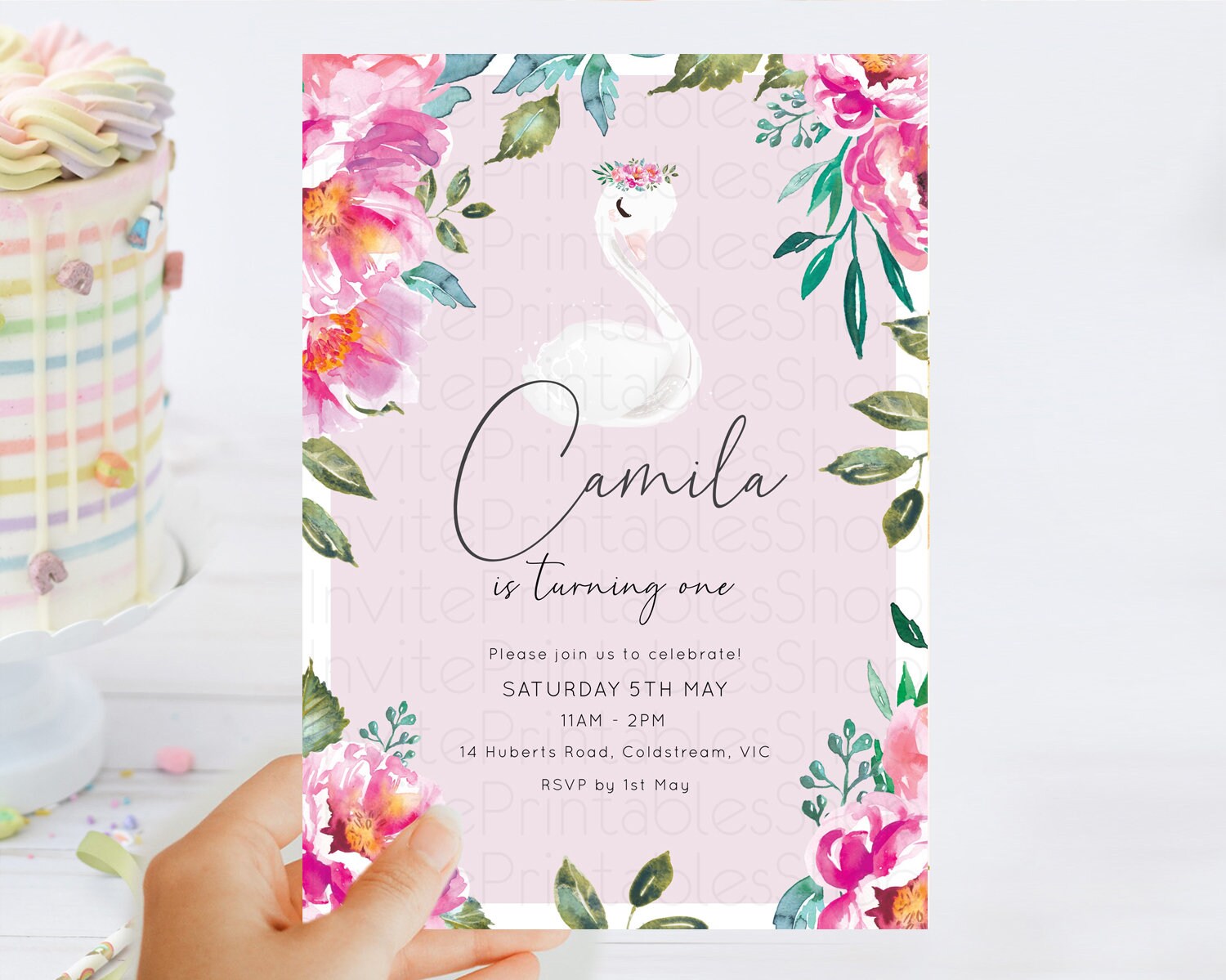 Editable Swan Birthday Invitation Swan Princess Ballet Invitation Enchanted