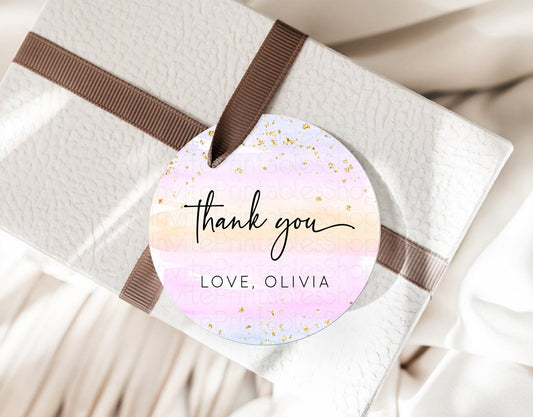 Editable Pastel Thank You Tags Rainbow Thank You Gift Tags Colorful Pastel F