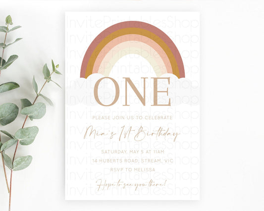 Editable Pastel Rainbow Birthday Invitation Pastel Rainbow Invitation Rainbo