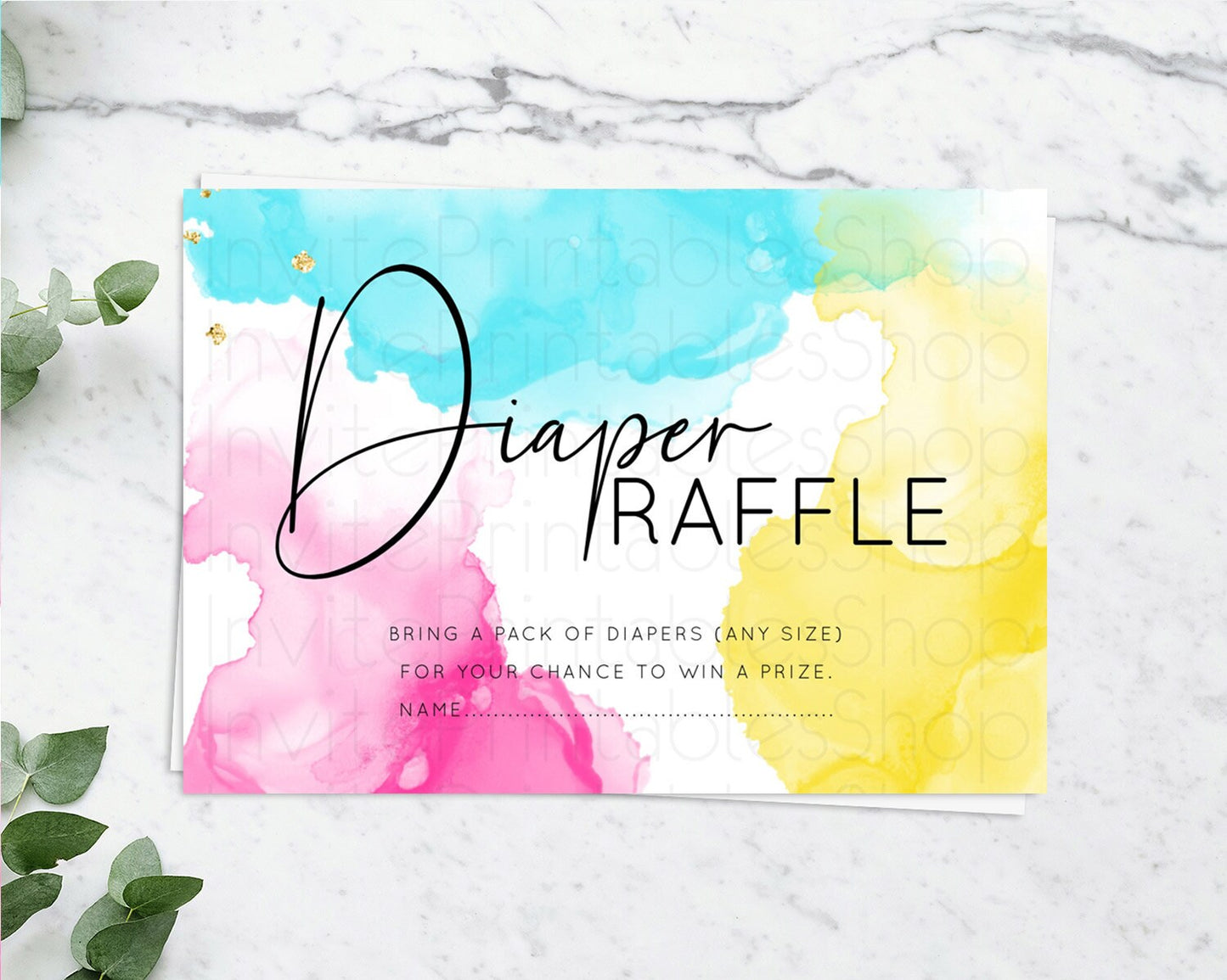 Pastel Diaper Raffle Card Pastel Rainbow Diaper Raffle Insert Colorful Ombre Watercolor Diaper Ticket Confetti Glitter Raffle Game D10898