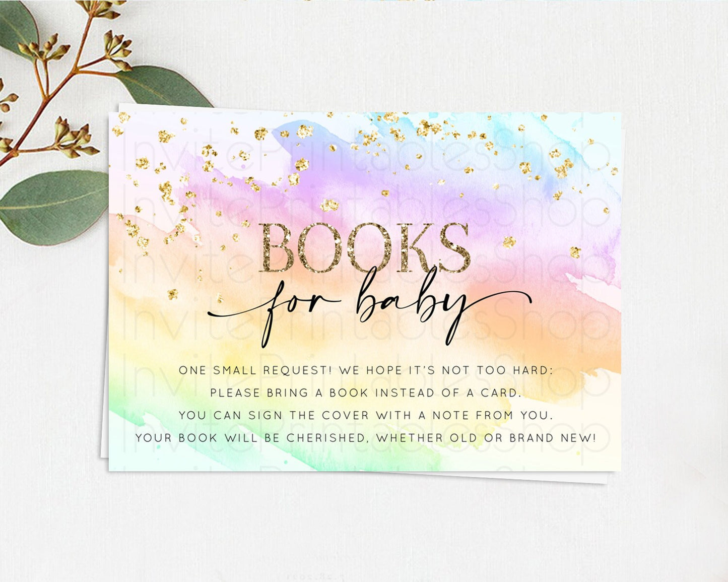 Pastel Books For Baby Card Pastel Rainbow Book Insert Colorful Ombre Watercolor Book Card Confetti Glitter Baby Book Poem Request D10645