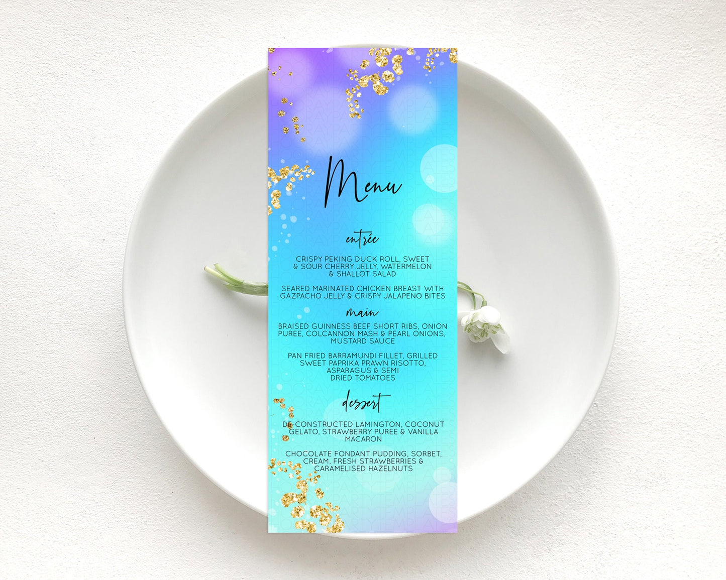 Mermaid Menu Mermaid Menu Template Rainbow Fish Under The Sea Colorful Pastel Table Décor Mermaid Dinner Dessert Party Food Menu D10573