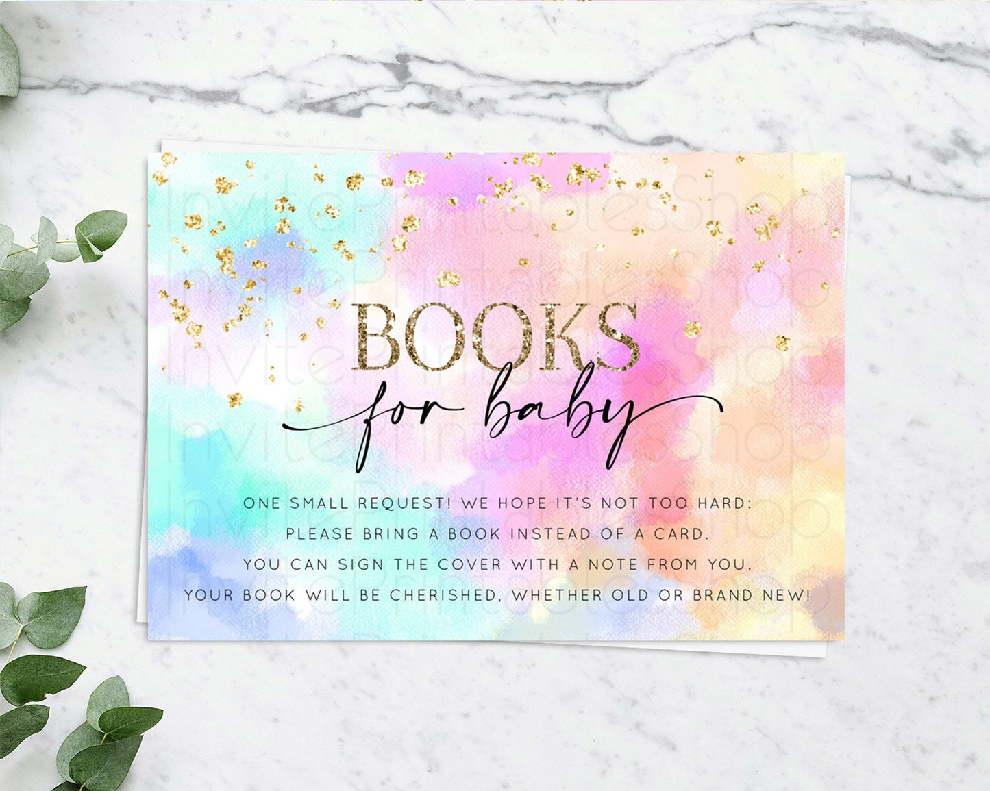 Pastel Books For Baby Card Pastel Rainbow Book Insert Colorful Ombre Watercolor Book Card Confetti Glitter Baby Book Poem Request D10667