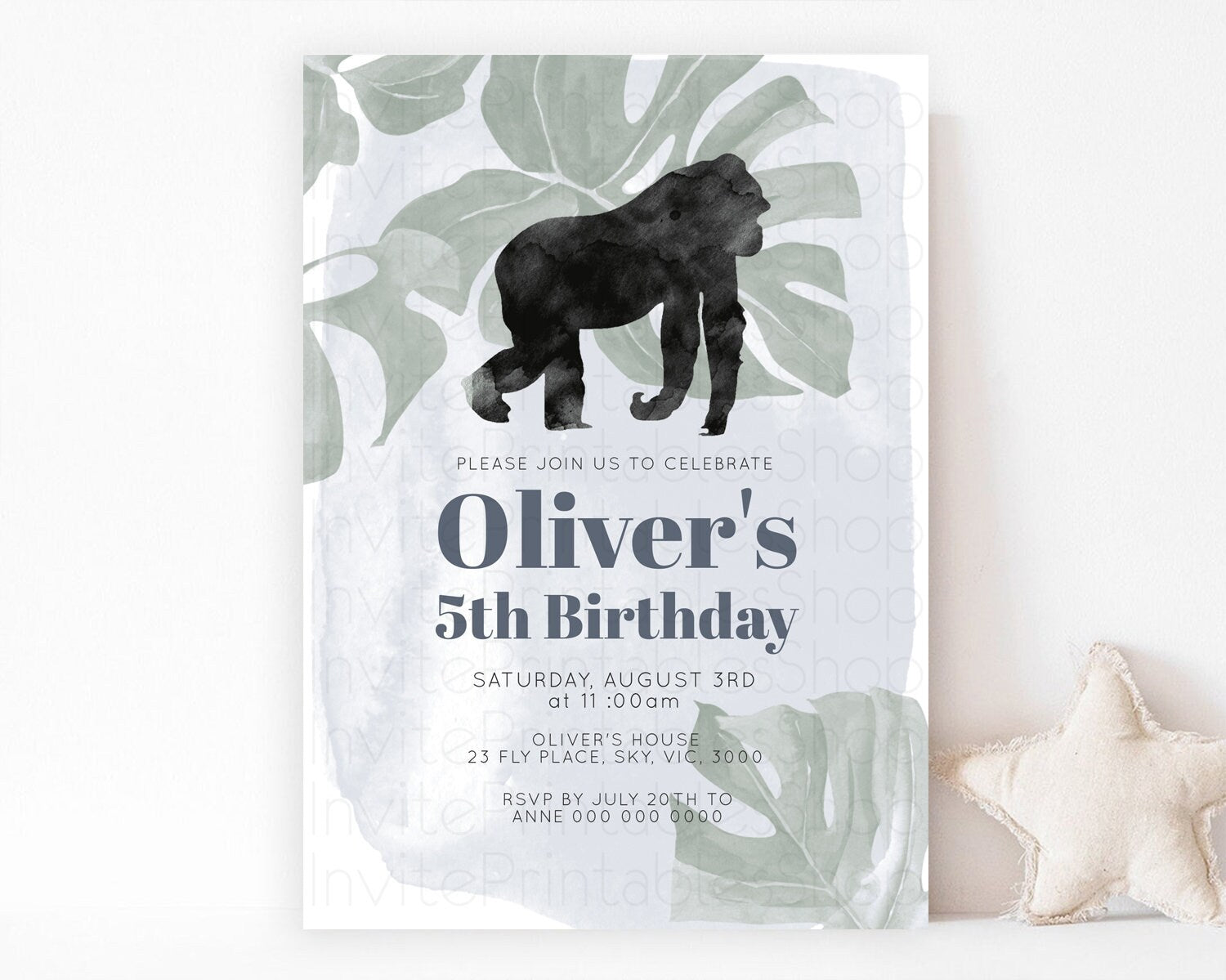 Editable Gorilla Birthday Invitation Gorilla Invitation Gorilla Birthday Jun
