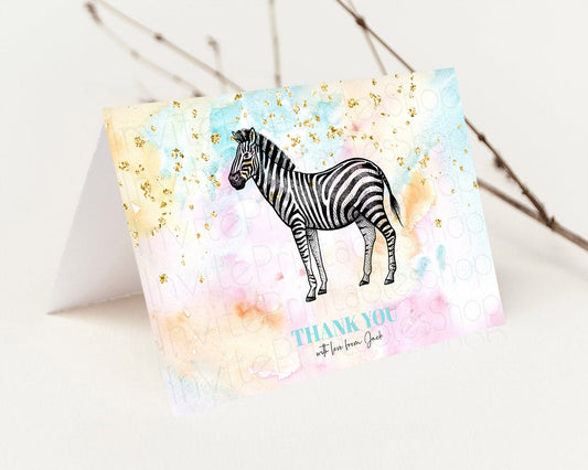 Editable Pastel Zebra Thank You Rainbow Zebra Thank You Card Colorful Rainbo