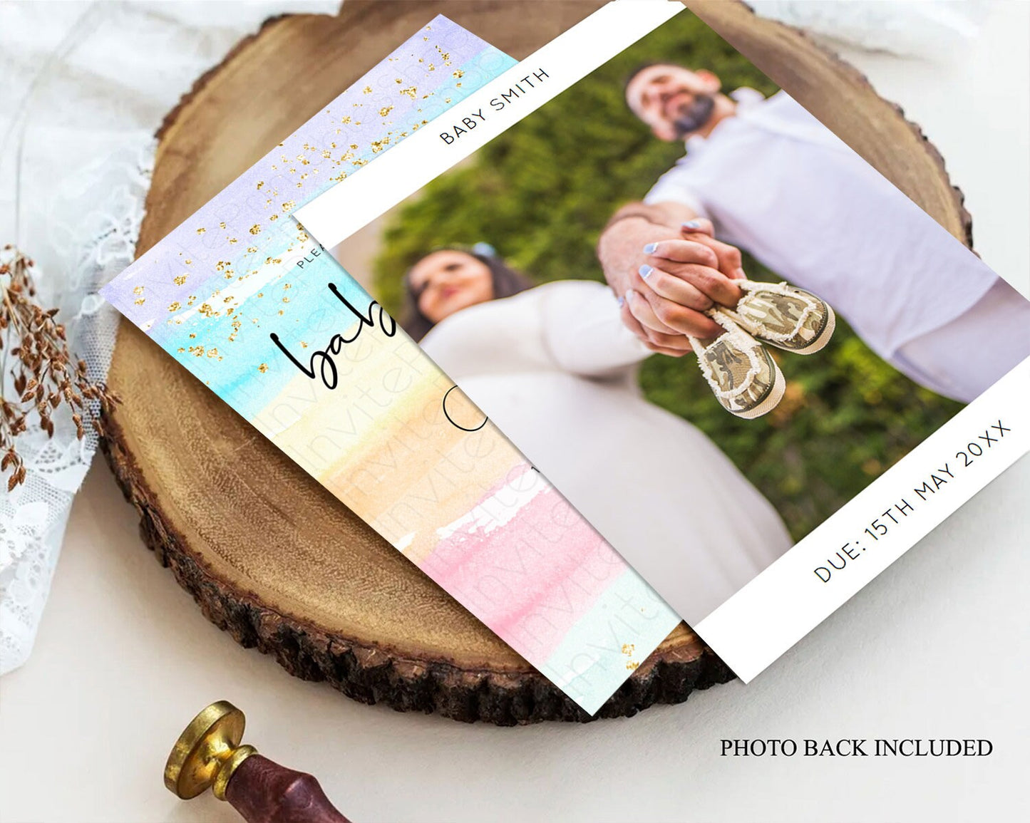 Pastel Baby Shower Invitation Rainbow Baby Shower Invitation Colorful Pastel Watercolor Invitation Gold Glitter Sprinkles Ombre D10505