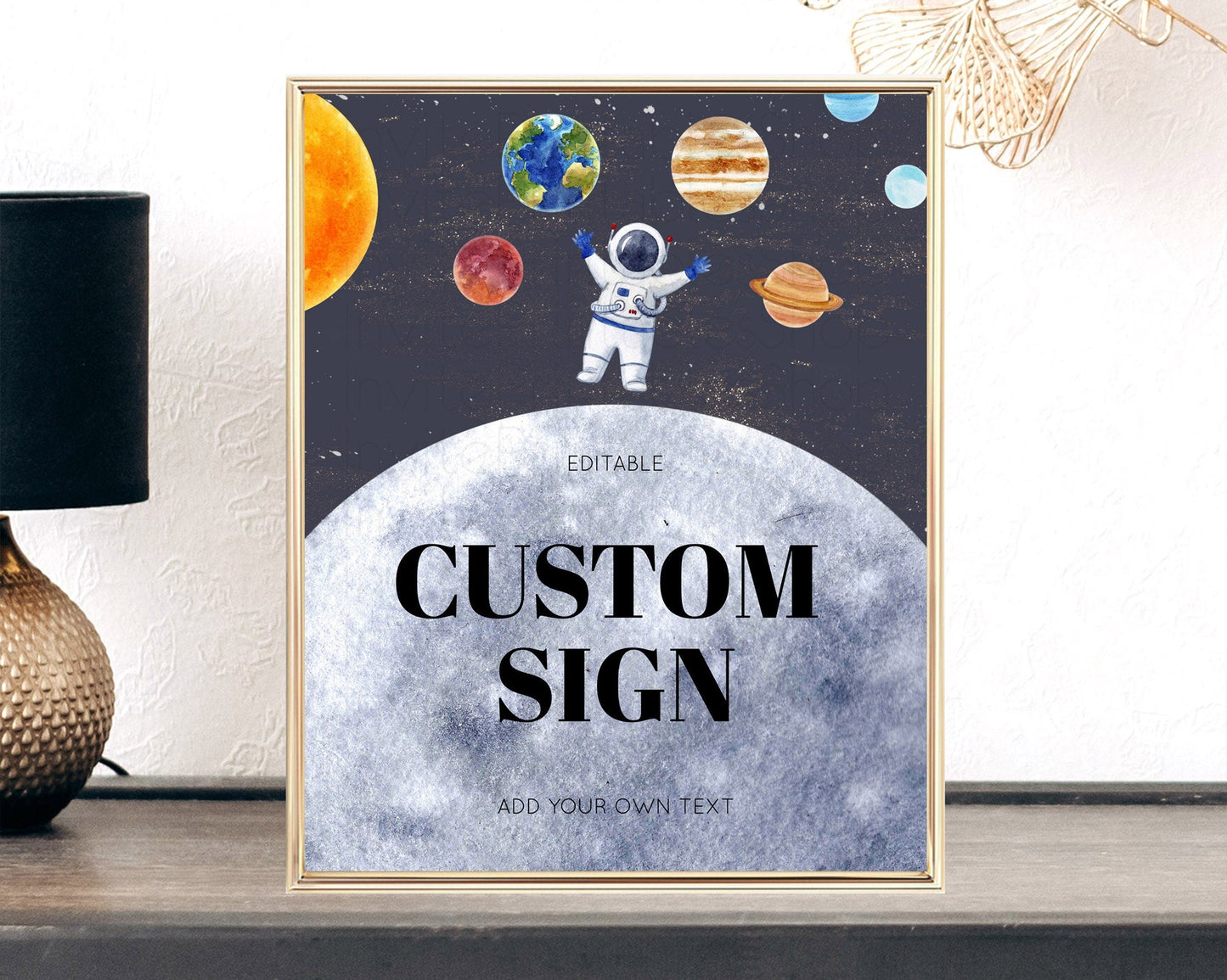 Space Table Sign Decor Galaxy Space Adventure Party First Trip Around the Sun Planets Solar System 1st Birthday Baptism Baby Shower D10430