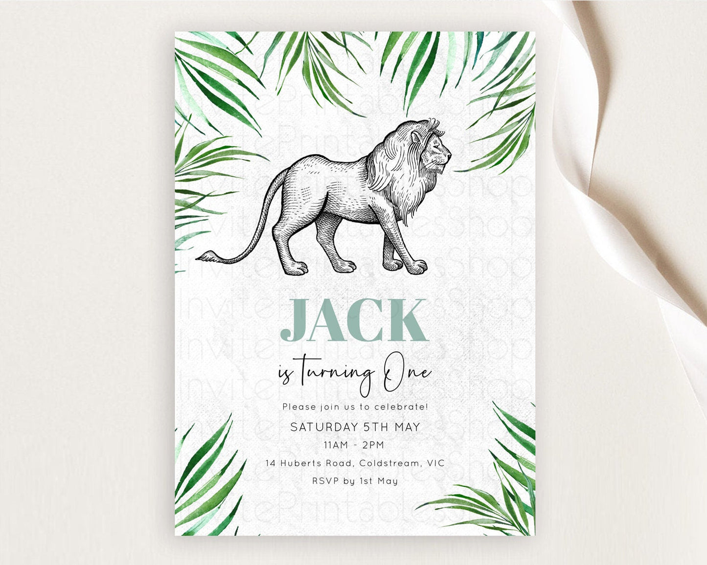 Lion Birthday Invitation Lion Invitation Modern Safari Lion Party 2 Wild 1 Safari Adventure Zoo Birthday Minimalist Lion Invites D10845
