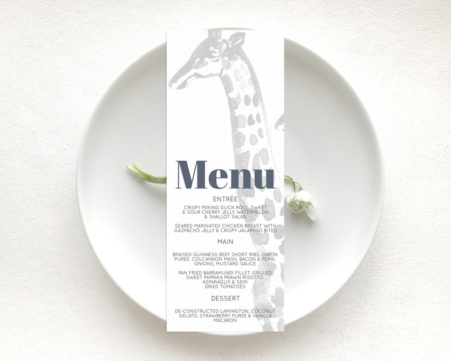 Giraffe Menu Giraffe Menu Template Giraffe Party Table Decor Safari Adventure Decor Zoo Giraffe Dinner Dessert Party Food Menu D10306