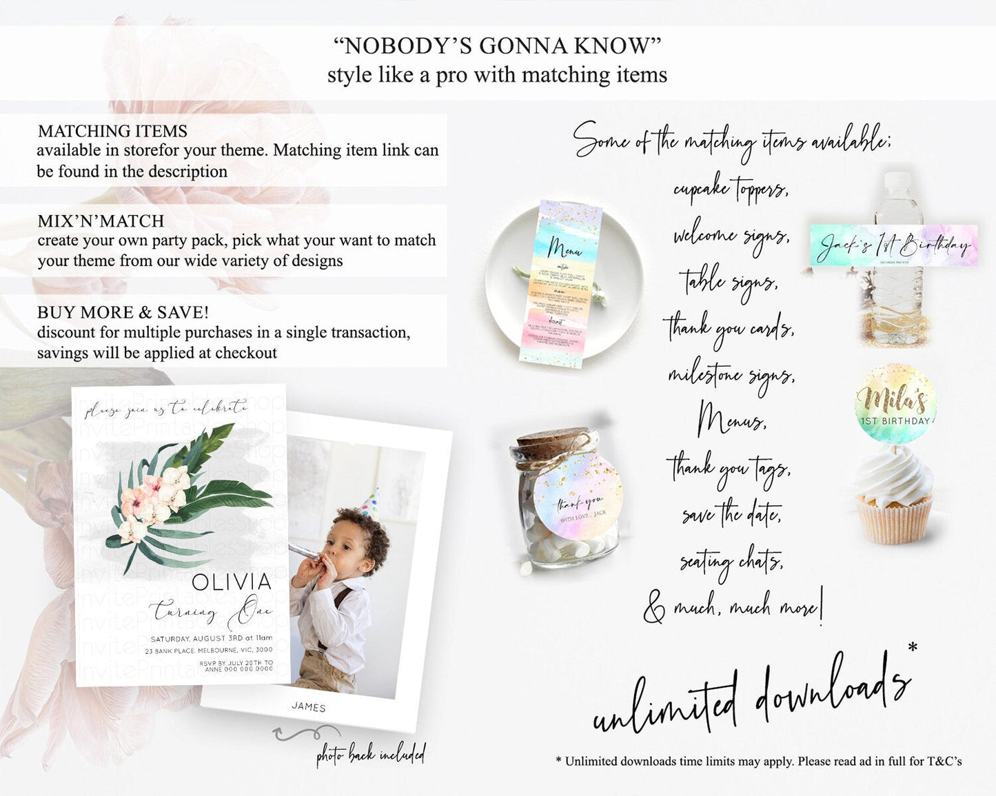 Tropical Invitation Tropical Birthday Invitation Tropical Floral Invitation Palm Leaf Fern Invite Frangipani White Orchid Invitation D11011