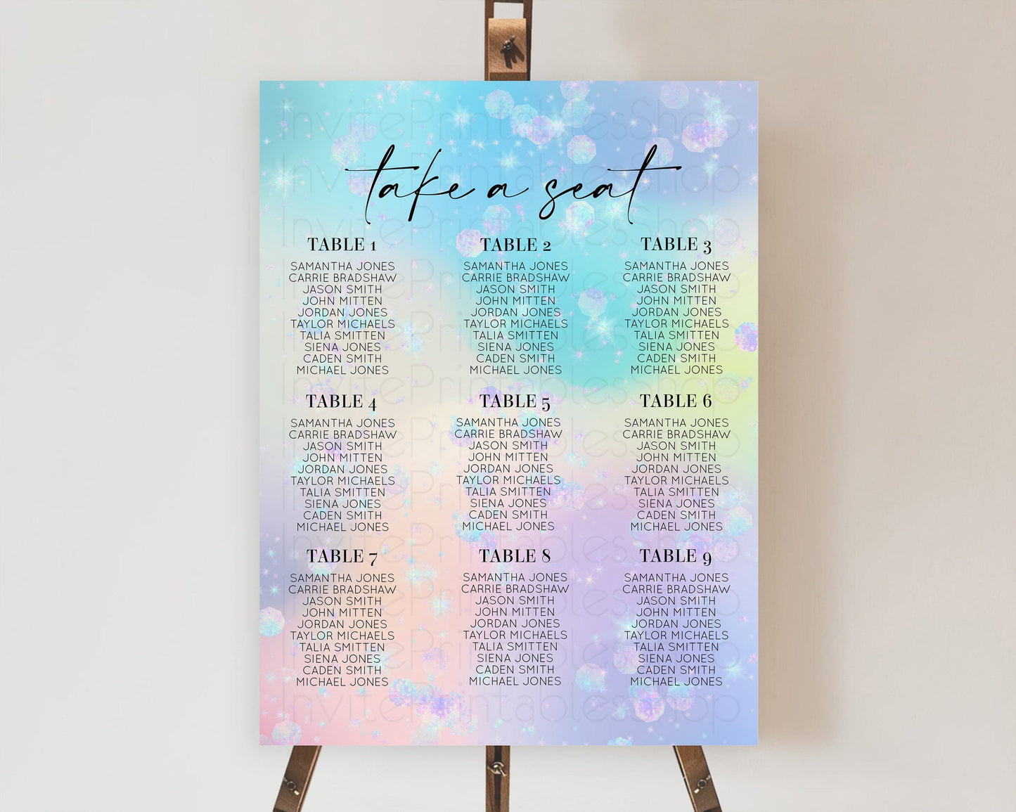 Rainbow Seating Chart Pastel Seating Chart Iridescent Sprinkles Colorful Pastel Watercolor Seating Sign Ombre Pastel Take A Seat D10665