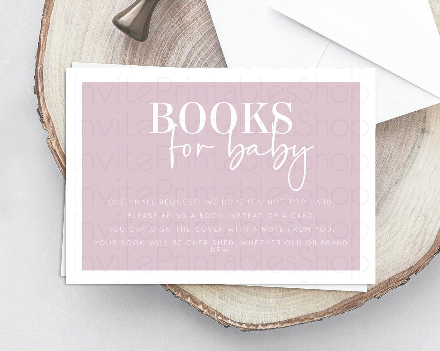 Pink Books For Baby Card Plain Pink Book Insert Minimalist Pastel Pink Book Card Pink Simple Baby Shower Book Poem Request D10940