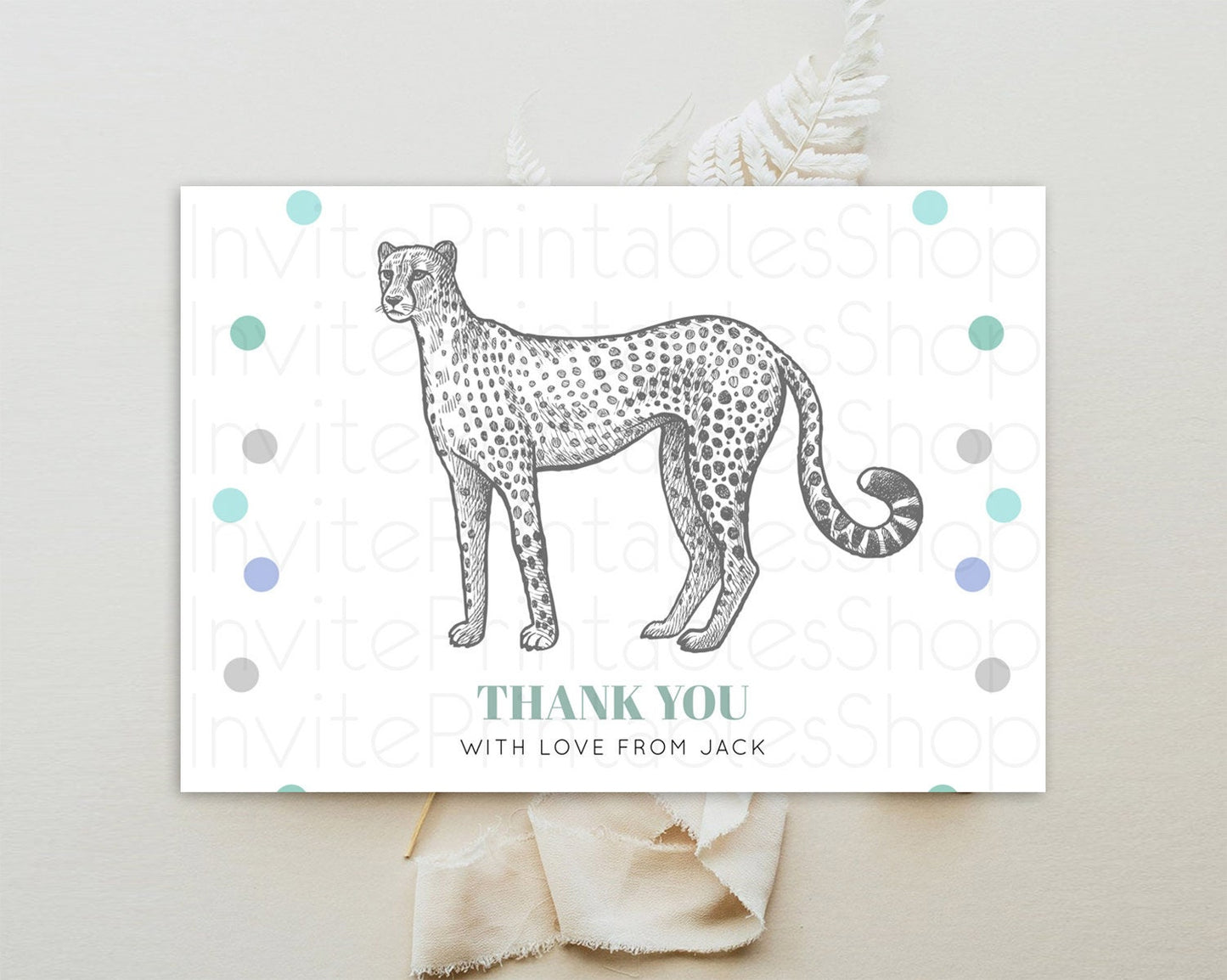 Cheetah Thank You Cheetah Thank You Card Cheetah Party Birthday Thank You Card Safari Card Template Cheetah Teacher Thank You Cards D10857