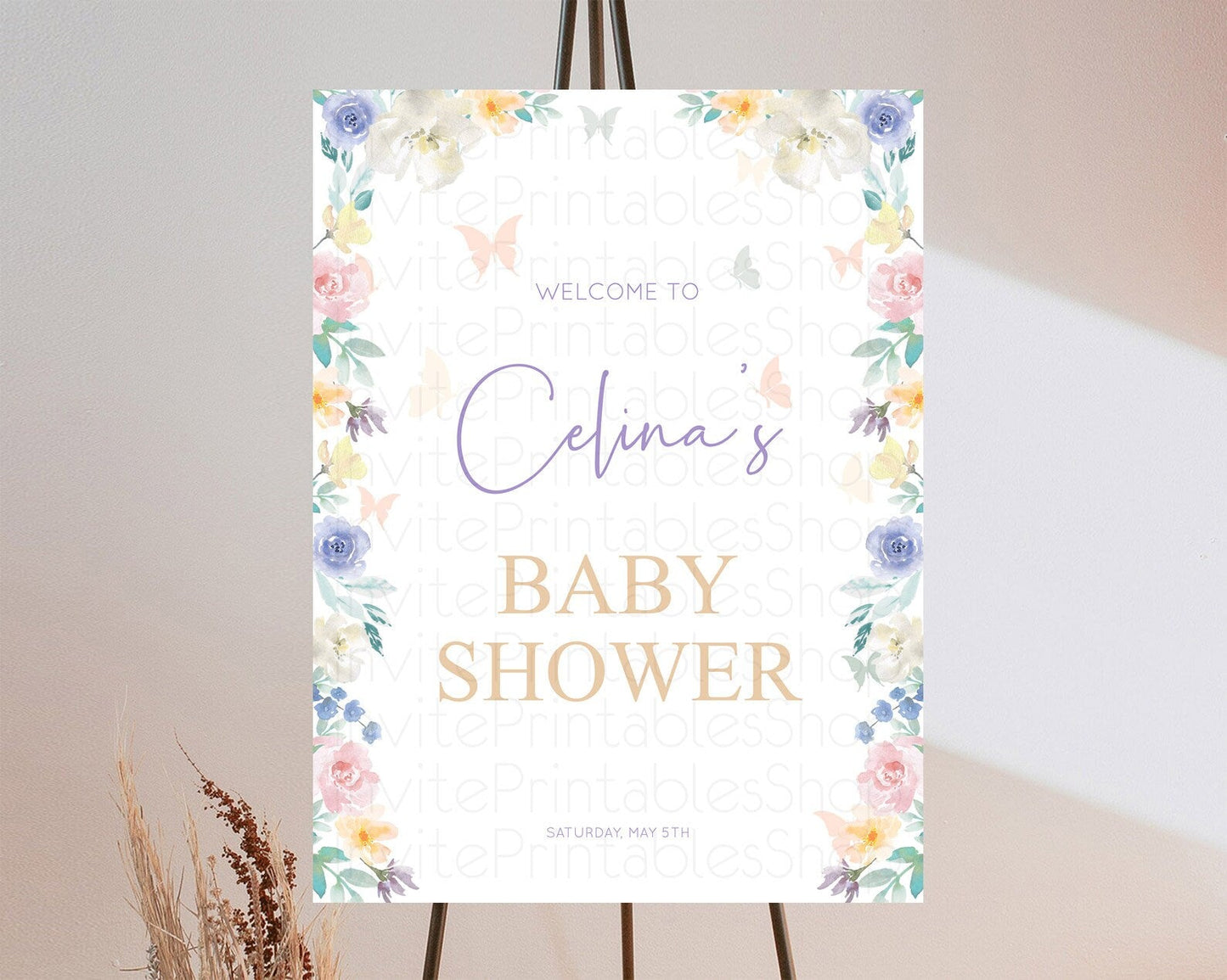 Secret Garden Baby Shower Welcome Sign Wildflower Welcome Board Pastel Flower Garden Welcome Poster Boho Wildflower Welcome Sign D10710